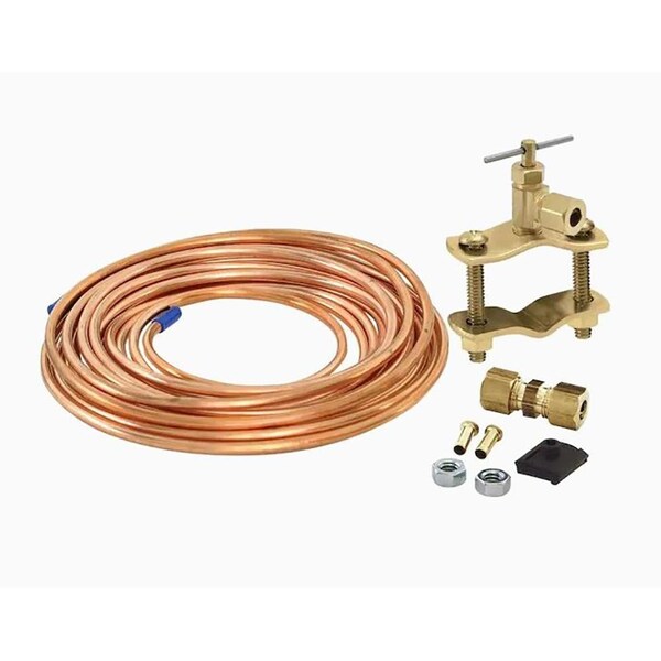Thrifco Plumbing 15ft 1/4 Inch OD Inlet x 1/4 Inch OD Outlet Copper Ice Maker Installation Kit 4400714 - main